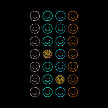 Blatt mit Zirkonia, 28 Smileys, für den Thermotransfer