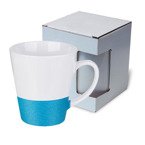 Latte-Tasse 300 ml, mit Brokatstreifen, Blau, mit Box, für die Sublimation