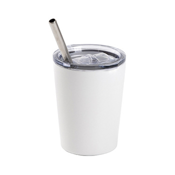 Metallbehälter für Milch, Weiß, 240 ml, mit Trinkhalm, für den Sublimationsdruck