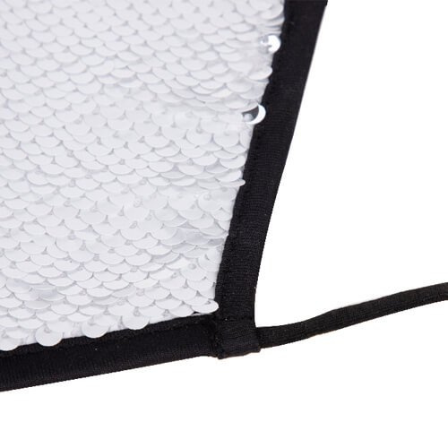 Große Gesichtsmaske mit schwarzer Zierleiste, Pailletten, für Sublimation