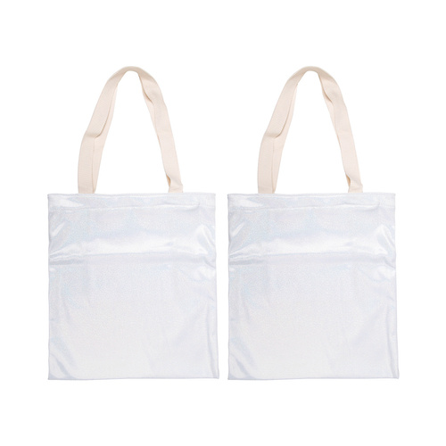 2er-Set Taschen, 33 x 42 cm, Brokatbesatz, Weiß, für den Sublimationsdruck