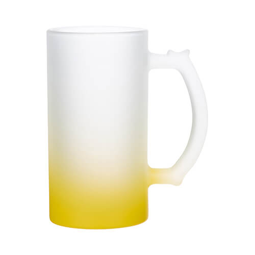 Bierkrug 470 ml, Glas, satiniert, Gelb, für die Sublimation