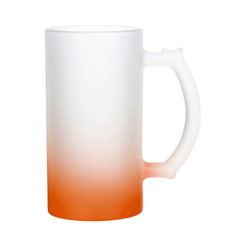 Bierkrug 470 ml, Glas, satiniert, Orange, für die Sublimation