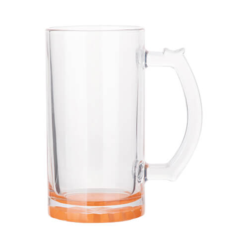 Bierkrug 470ml, Glas, Orangener Boden, für die Sublimation