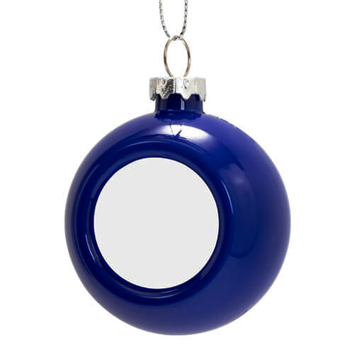 Christbaum-Anhänger, Ø 6 cm, Blau, glänzend, für den Sublimationsdruck 