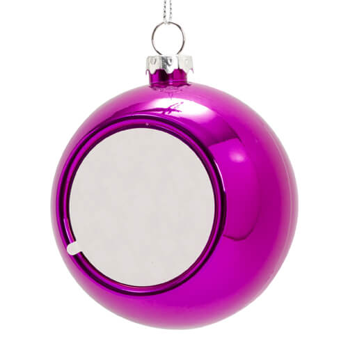 Christbaum-Anhänger, Ø 8 cm, Violett, silberne Engel, für den Sublimationsdruck 