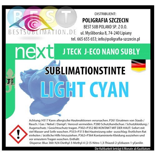 J-Eco Nano Sublimationstinte, LIGHT CYAN, J-Teck, 1000 ml