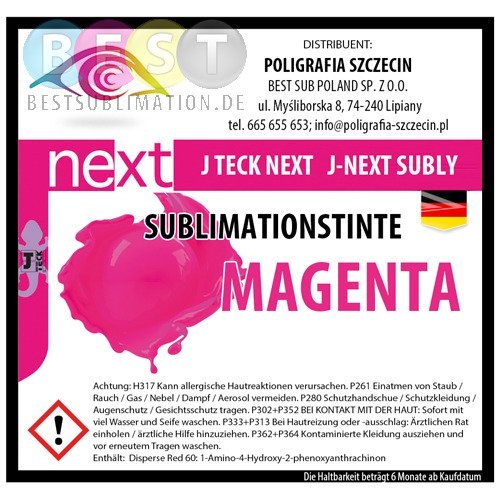 J-Next Sublimationstinte, MAGENTA, J-Teck, 1000 ml