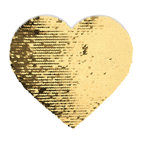 Pailletten, Zweifarbig, Zur Aufbringung auf Textilien, Herz, Gold, 22 x 19,5 cm, Weißer Hintergrund
