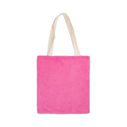 Tasche, Plüsch, Weiß-Rosa, 34 x 37 cm, für den Sublimationsdruck