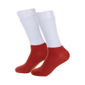 Sportsocken, mit rotem Fußteil, für den Sublimationsdruck