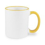 Tasse 330ml, ECO, gelber Griff und Rand, für die Sublimation