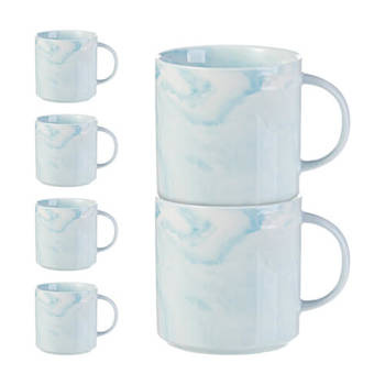 Tassen-Set, 6 Stck.  350 ml, Blauer Marmor, A+, für die Sublimation