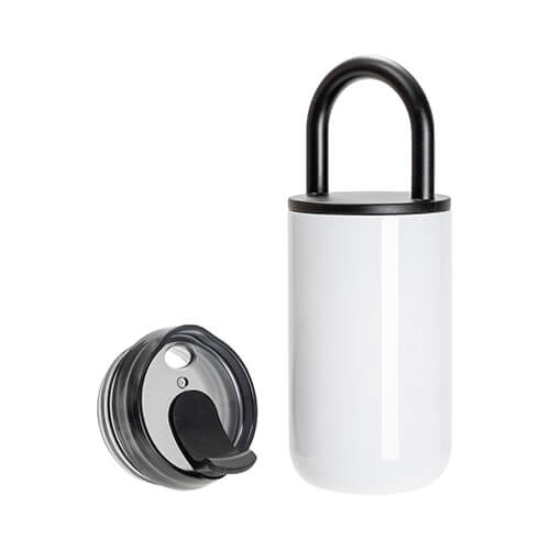 Transport-Becher, 400 ml, Edelstahl, Weiß, für den Sublimationsdruck.