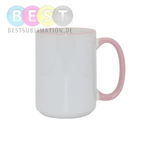 Tasse 450ml MAX, A+, rosa Griff und Rand, für die Sublimation