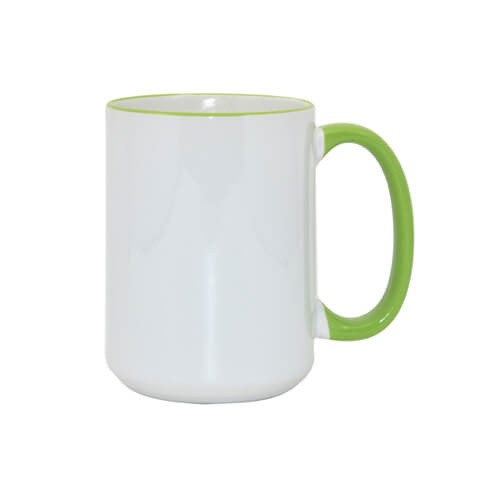 Tasse 450ml MAX, A+, hellgrüner Griff und Rand, für die Sublimation