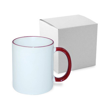 Tasse 330ml, A+, bordeauxfarbener Griff und Rand, mit Box, für die Sublimation