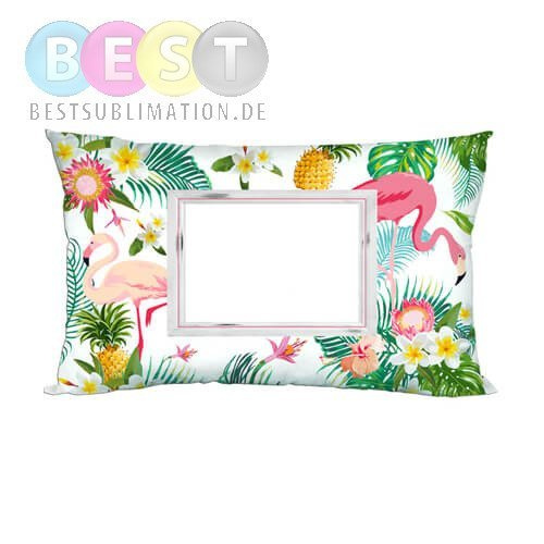 Zweifarbiger Kissenbezug, Satin, 70 x 40 cm, Flamingo, für den Sublimationsdruck