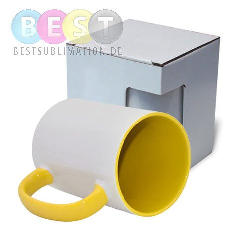 Tasse 450 ml MAX, FUNNY,  A+, Gelb, mit Box KAR5, für die Sublimation