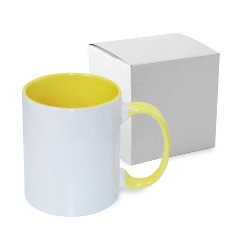 Tasse 330ml FUNNY, ECO, Gelb, mit Box, für die Sublimation