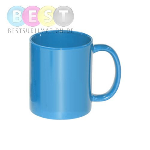 Tasse "FULL COLOR", Hellblau, Glänzend, für den Thermotransfer