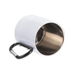 Becher 300ml, Metall, mit Karabiner-Griff, Weiß, für die Sublimation