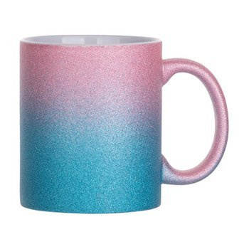 Tasse, 330 ml, mit Brokat, Blau-Rosa-Farbverlauf, für die Sublimation