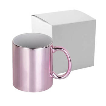 Tasse 330 ml, Rosa, Plattiert, mit Box, für die Sublimation