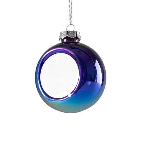 Christbaumkugel, Kunststoff, Ø 8 cm, Durchsichtig, Blau, für den Sublimationsdruck