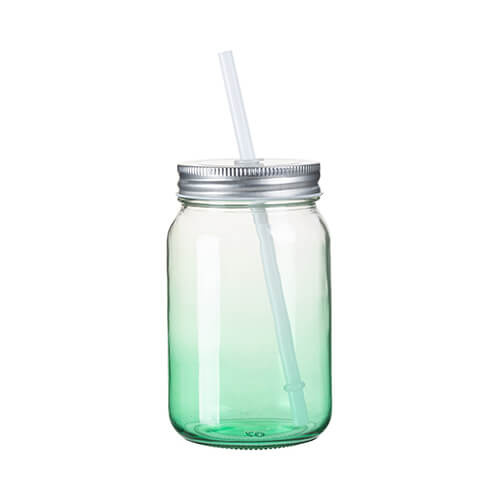 Glas mit Deckel , "Mason Jar", ohne Griff, Grün Gradient, für die Sublimation