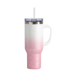 Becher, 1200 ml, 3D Puff Cloud, Weiß-Rosa, für die Sublimation