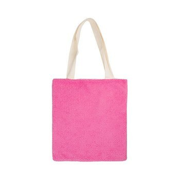 Tasche, Plüsch, Weiß-Rosa, 34 x 37 cm, für den Sublimationsdruck