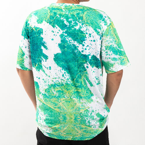 T-Shirt, Cotton-Like Bleached Leopard Summer Green, für den Sublimationsdruck