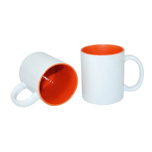Tasse 330ml, A+, orangene Innenseite, für die Sublimation