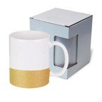 Tasse 330ml, mit Brokatstreifen, Gold, mit Box, für die Sublimation