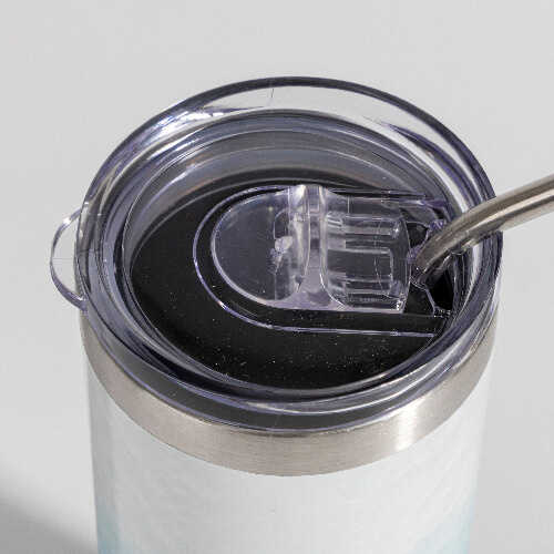 Becher, 600 ml, 3D Puff Cloud, Weiß-Hellblau, für die Sublimation