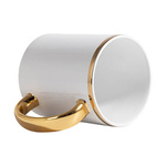 Becher 330 ml, goldfarbener Henkel und Rand, für die Sublimation