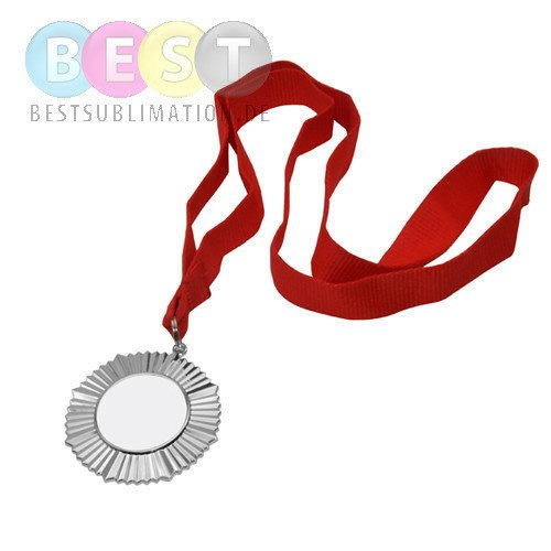 Medaille Ø 6 cm, Druckbereich Ø 3,2 cm, Silber, für den Sublimationsdruck