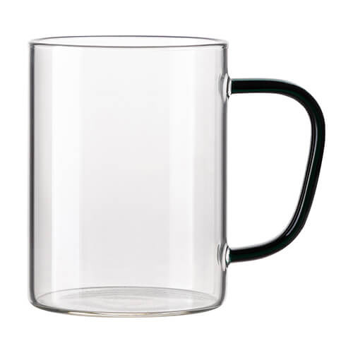 Tasse 450 ml, Glas, mit grünem Griff, für die Sublimation