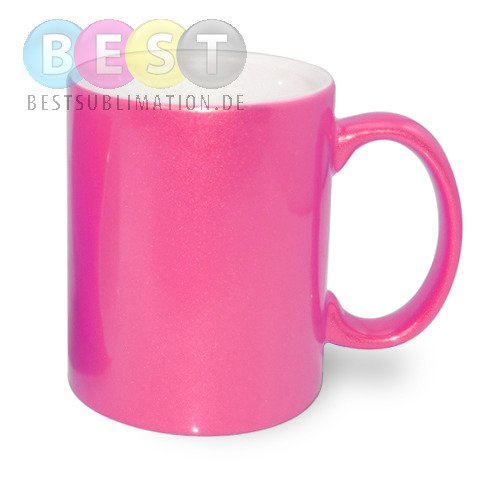 Tasse 330ml, dunkelrosa, Alu-Effekt, für die Sublimation