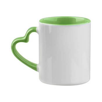 Tasse Funny, mit hellgrüner Innenseite, Herzgriff, A+, für die Sublimation