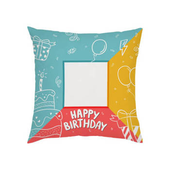 Zweifarbiger Kissenbezug, Satin, 38 x 38 cm, "Happy Birthday - 2", für den Sublimationsdruck