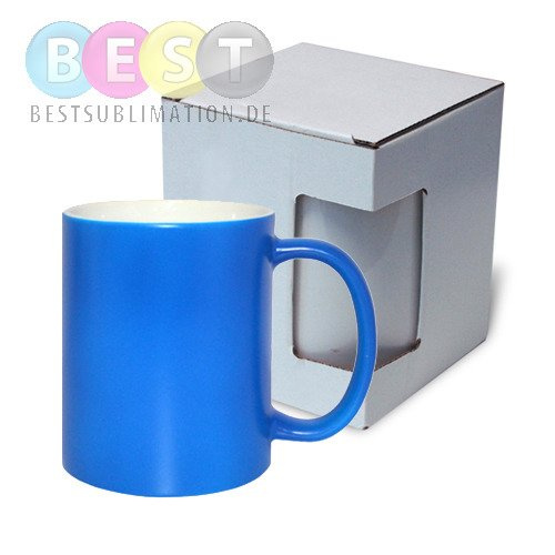 Tasse, Farbintensiv, Blau, Matt, mit Box, für die Sublimation