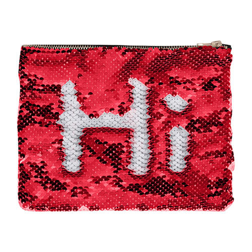 Kosmetiktasche, mit rot-weißen Pailletten, für den Sublimationsdruck