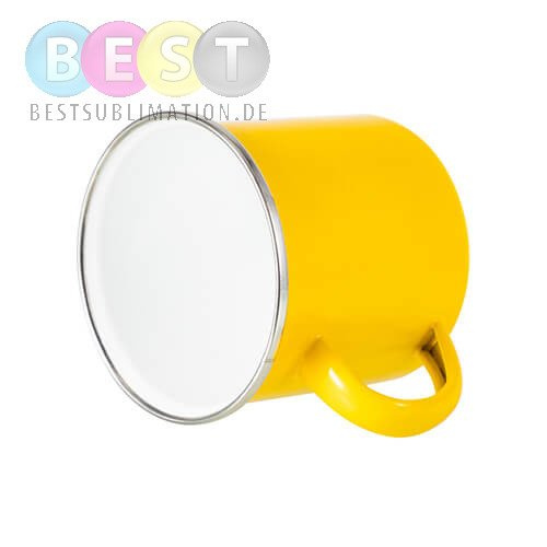 Becher 360 ml, Metall, emailliert, gelb, für die Sublimation