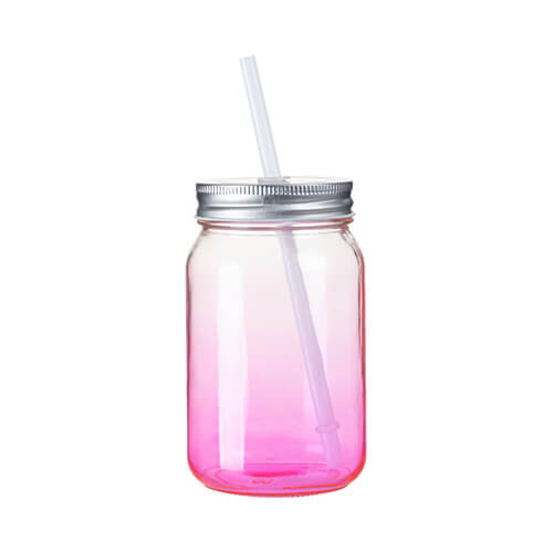 Glas mit Deckel , "Mason Jar", ohne Griff, Violett Gradient, für die Sublimation