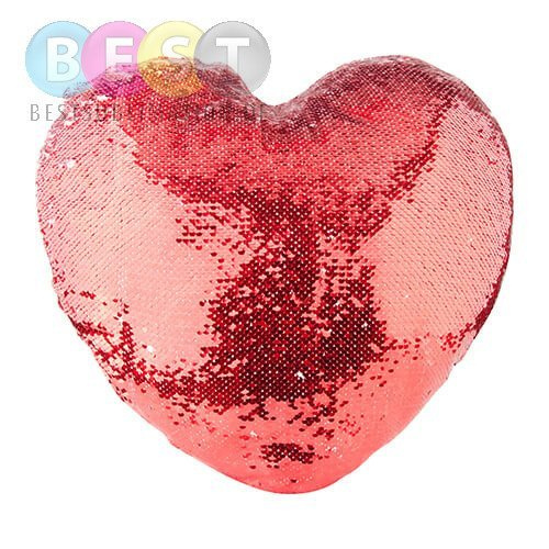 Kissenbezug, Herz, 39 x 44 cm, mit Pailletten, Rot, für den Sublimationsdruck