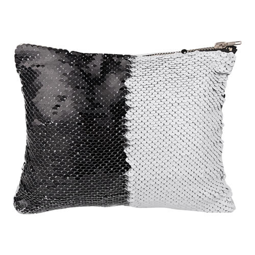 Kosmetiktasche, mit schwarz-weißen Pailletten, für den Sublimationsdruck