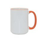 Tasse 450ml MAX, A+, orangener Griff und Rand, für die Sublimation