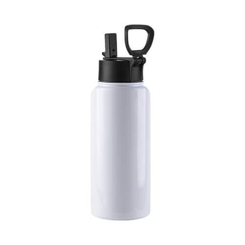 Fahrradflasche, Edelstahl, Weiß, 950 ml, klappbarer Griff, für den Sublimationsdruck